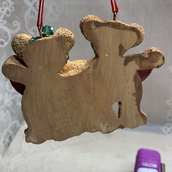 Kurt Adler Holly Bearies ornament family of bears holding hearts Valentine 3D - Picture 9 of 9